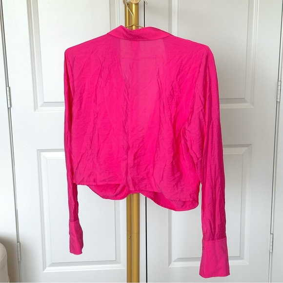 H&M Pink Ruched Long Sleeve Crop Top - Picture 8 of 10